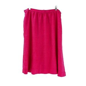 Liz Moody Vintage Fuchsia Pink Tweed Midi Skirt Pockets Rayon Size 34 XXL